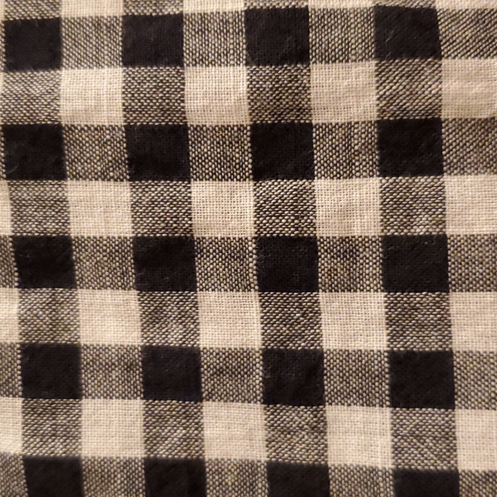 Madewell Gingham Lace-Up Black & White Plaid Bell Sleeve Top - Picture 8 of 9